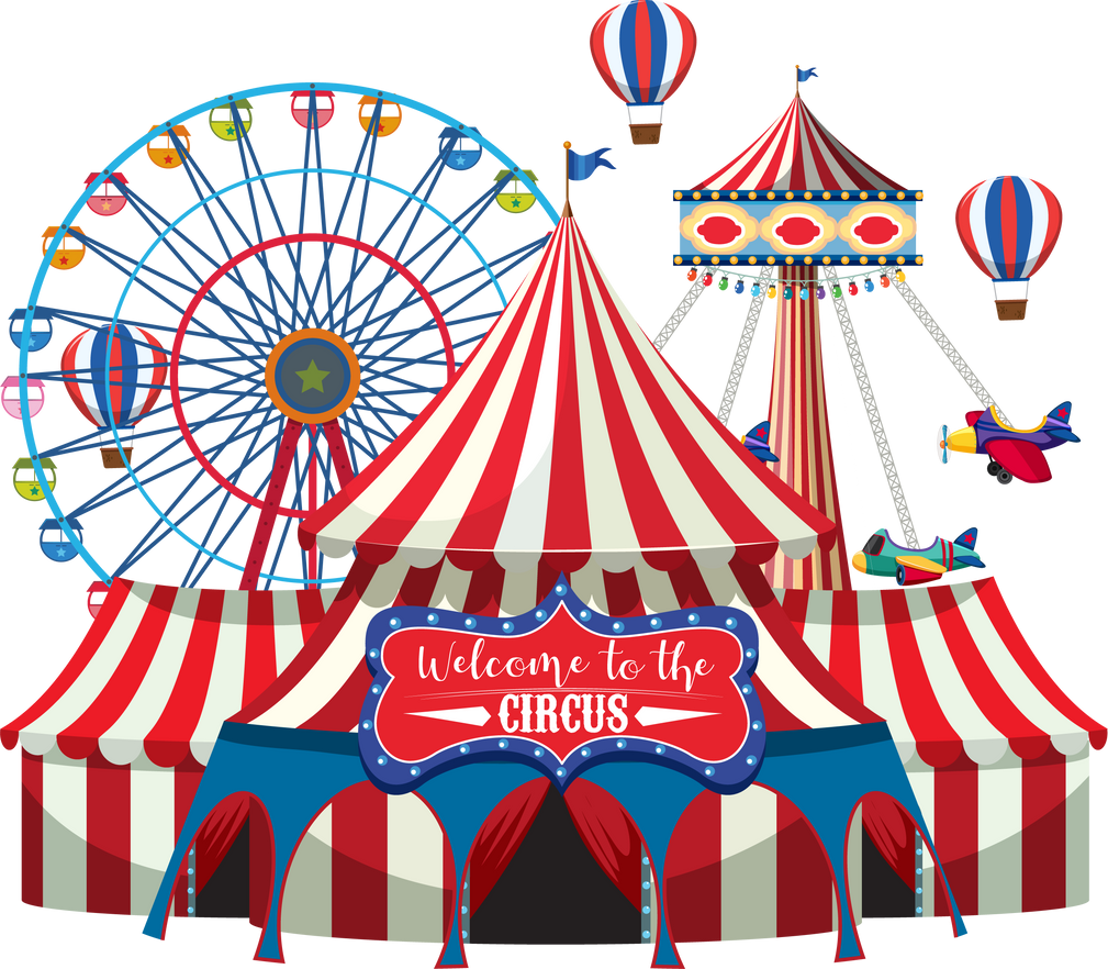 Circus dome at amusement park on white background